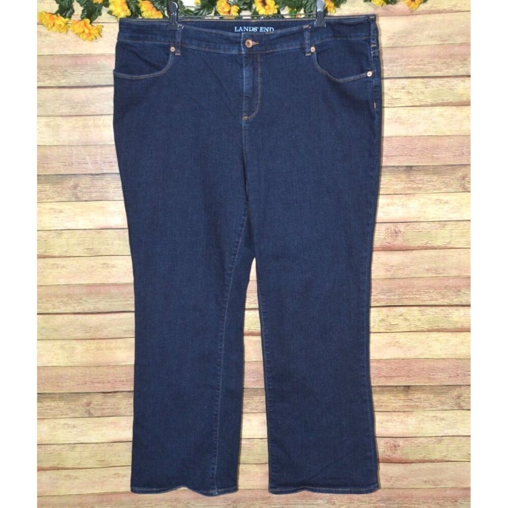 Lands' End Ladies Plus 20W Blue Jeans Fit 2 Boot Leg Stretch Denim Casual